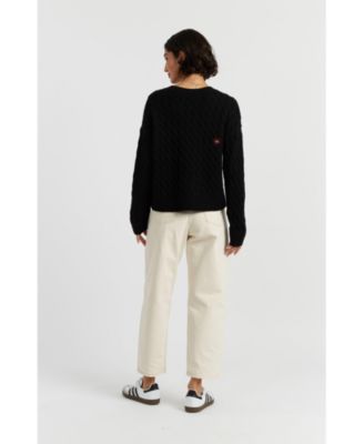Women's Wool Cashmere Snoopy Cable Sweater