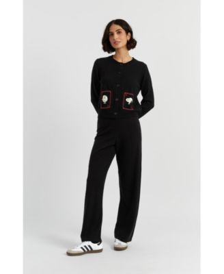 Women's Wool Cashmere Snoopy & Charlie Brown Cardigan