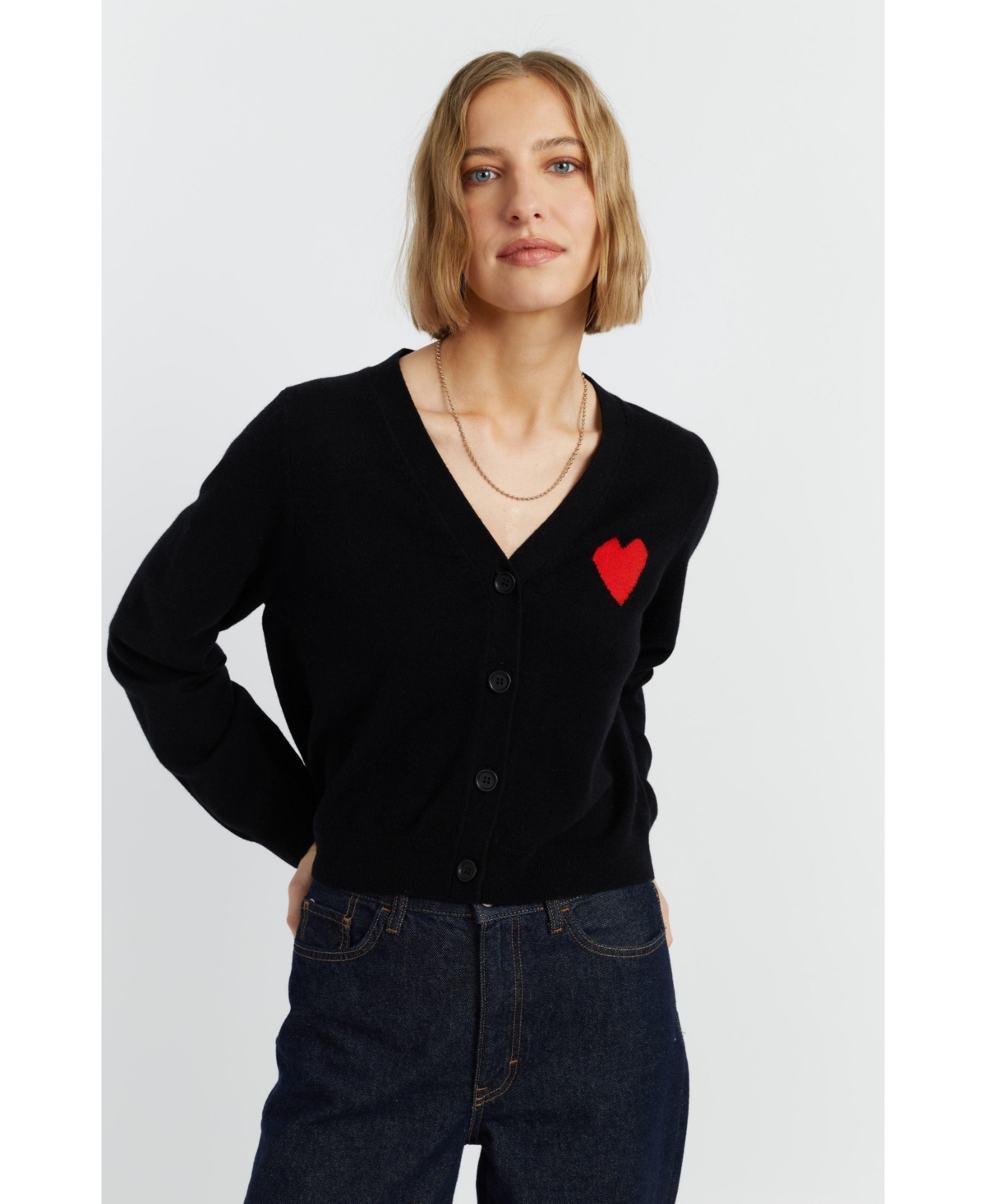 Chinti & Parker Women's Wool Cashmere Heart Breton Cardigan