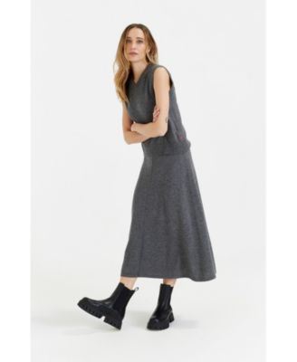 Women's Wool Cashmere Midi Skirt