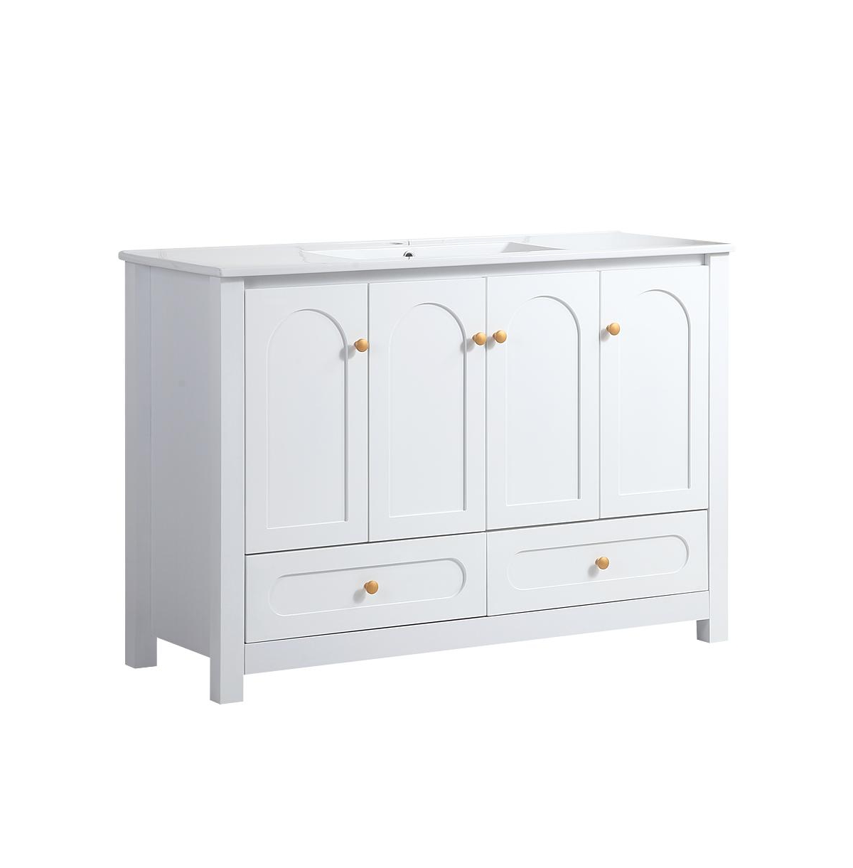 48" Vanity Set With Ceramic Sink, 4 Soft-Close Doors & 2 Drawers, Spacious Bath Storage - White