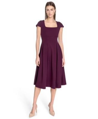 Calvin Klein - Women's Scuba Crepe Square-Neck A-Line Dress