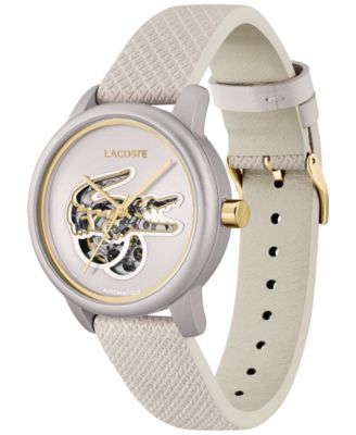 Women's L12.12 Automatic Platinum Leather Strap Watch, 38mm