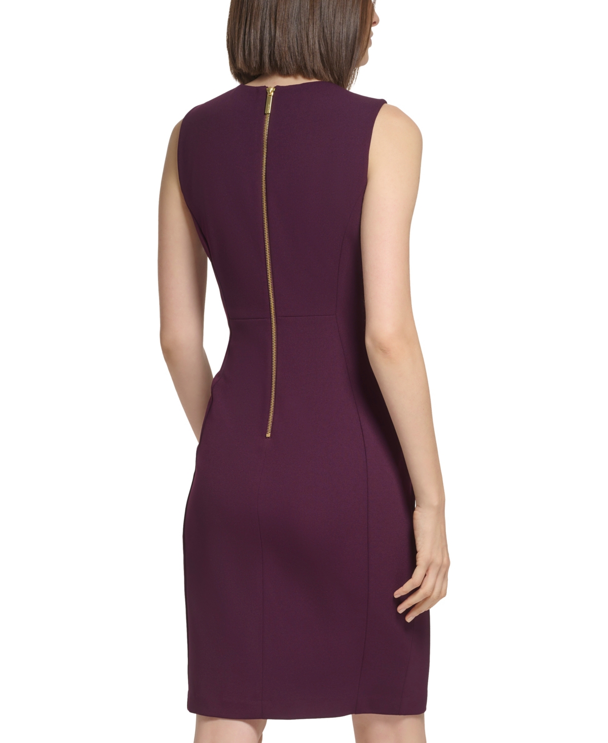 Calvin Klein Women's Crewneck Sleeveless Sheath Dress In Purple