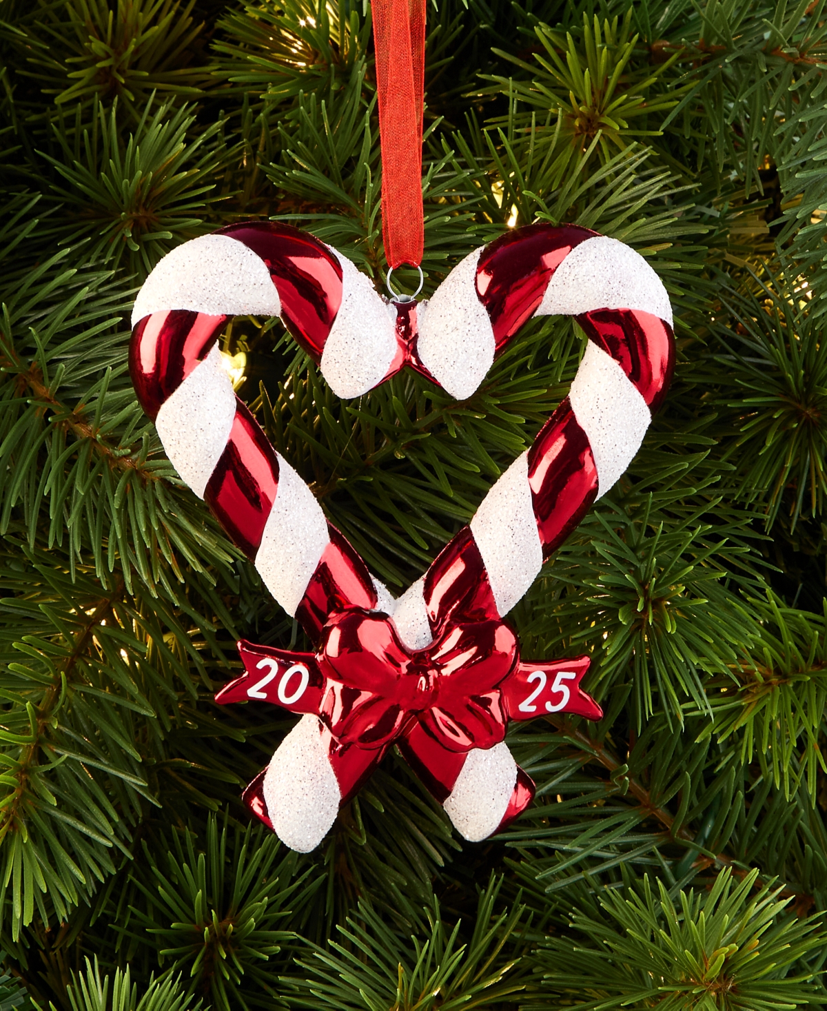 Holiday Lane Our First Christmas 2025 Candy Cane Heart Ornament, Macy's Exclusive In Transparent