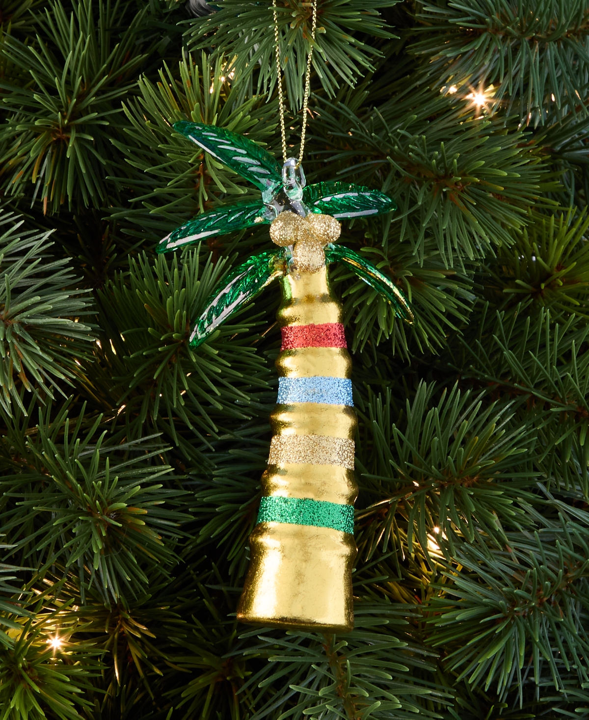 Holiday Lane Hawaii Glass Glittered Palm Tree Ornament, Macy's Exclusive In Transparent