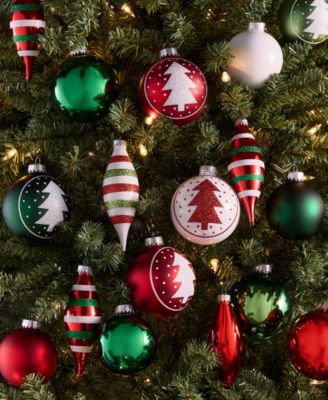 Heritage Set of 22 Glass Red, Green & White Ornaments, Macy's Exclusive