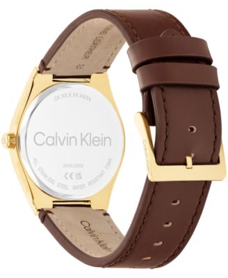 Men's CK Motion Brown Leather Strap Watch 39mm