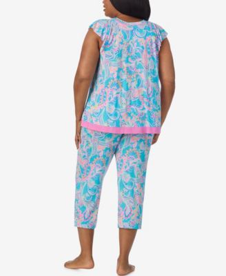 Plus Size Short Sleeve Cropped Pajama Set