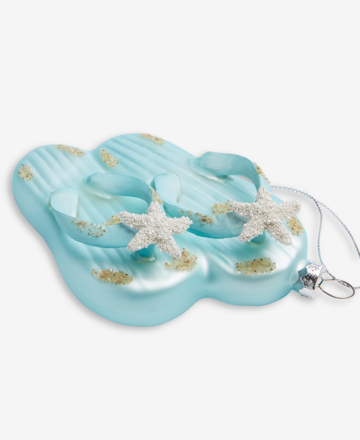 Holiday Lane Seaside Glass Glittered Flip-flops Ornament, Macy's Exclusive In Transparent