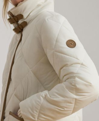 Women's Faux-Fur-Collar Diamond Quilted Jacket