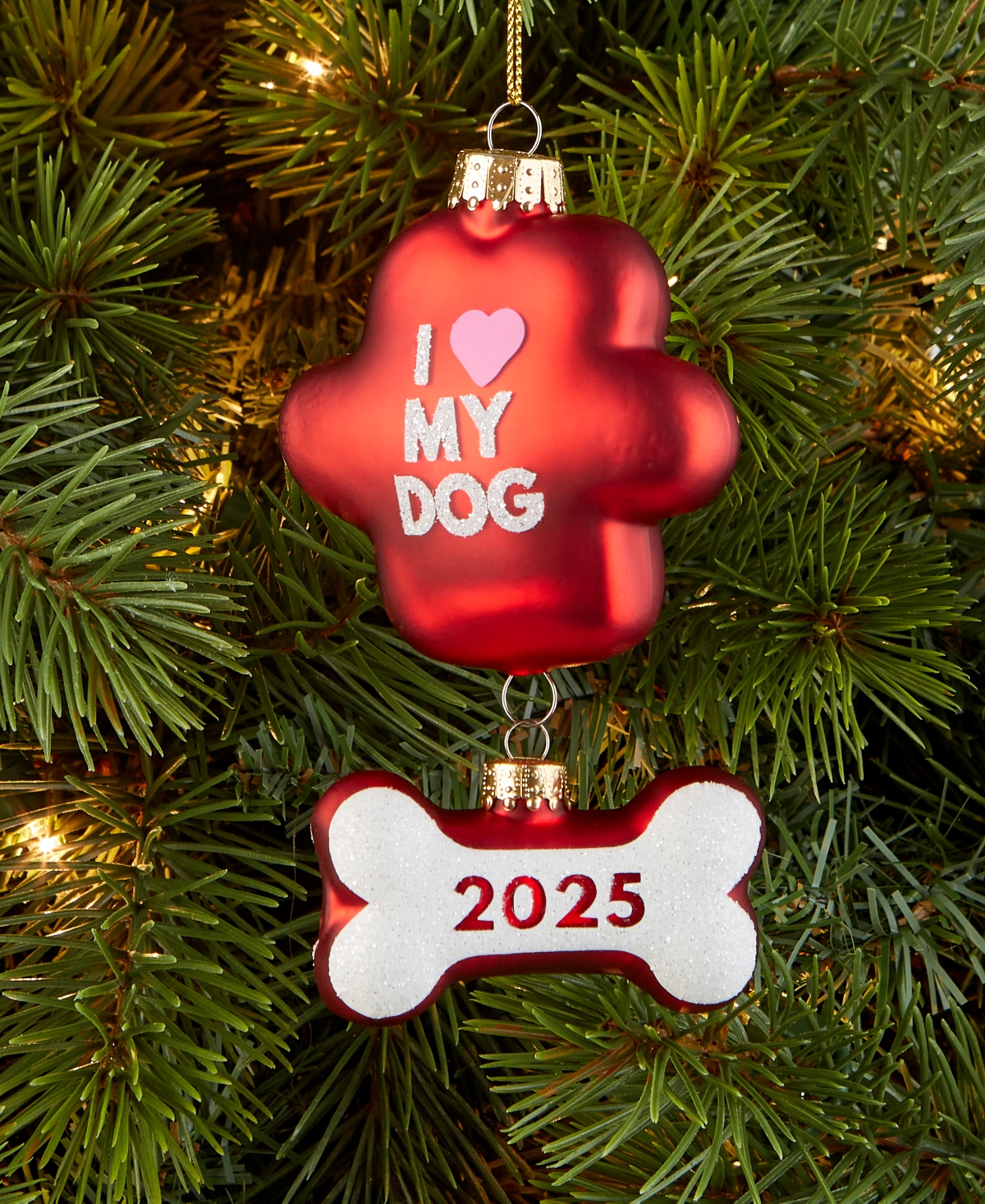 Holiday Lane Pets I Love My Dog 2025 Paw & Bone Ornament, Macy's Exclusive In Transparent