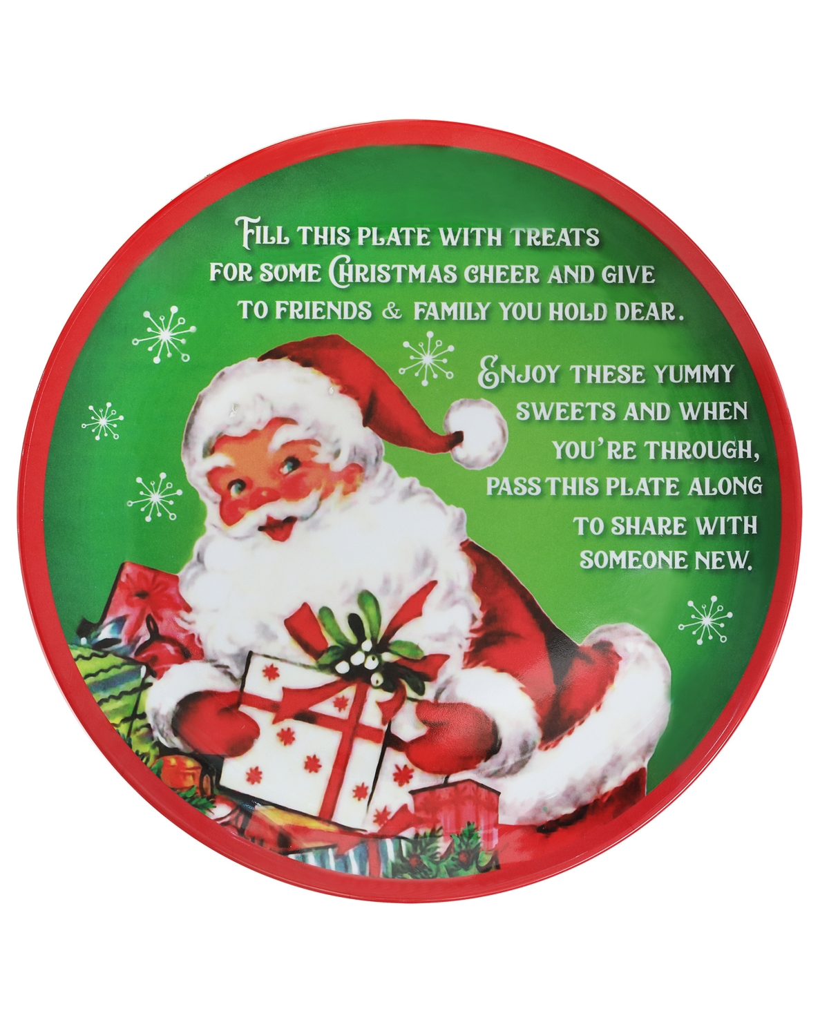 Mr. Christmas Santa Claus's Giving Plate In Green