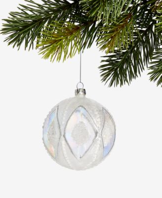 Iced Delight Glass White Beaded Ball Ornament, Macy's Exclusive 