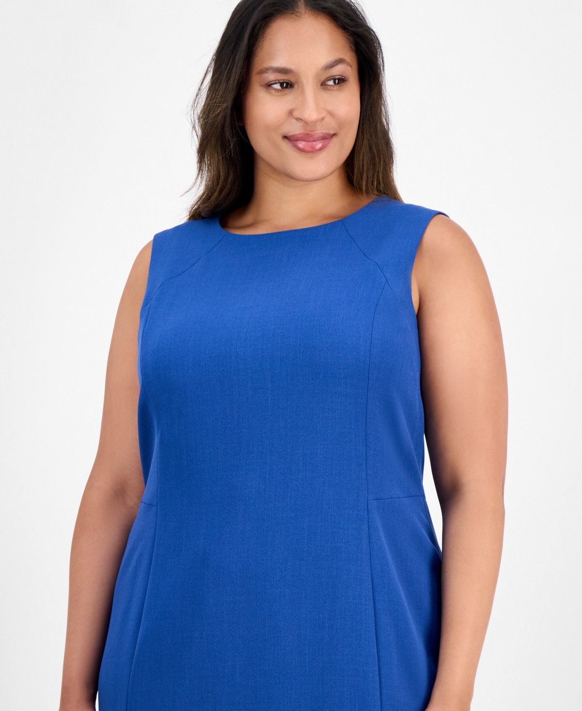 Kasper Plus Size Stretch Crepe Sheath Dress In Blue