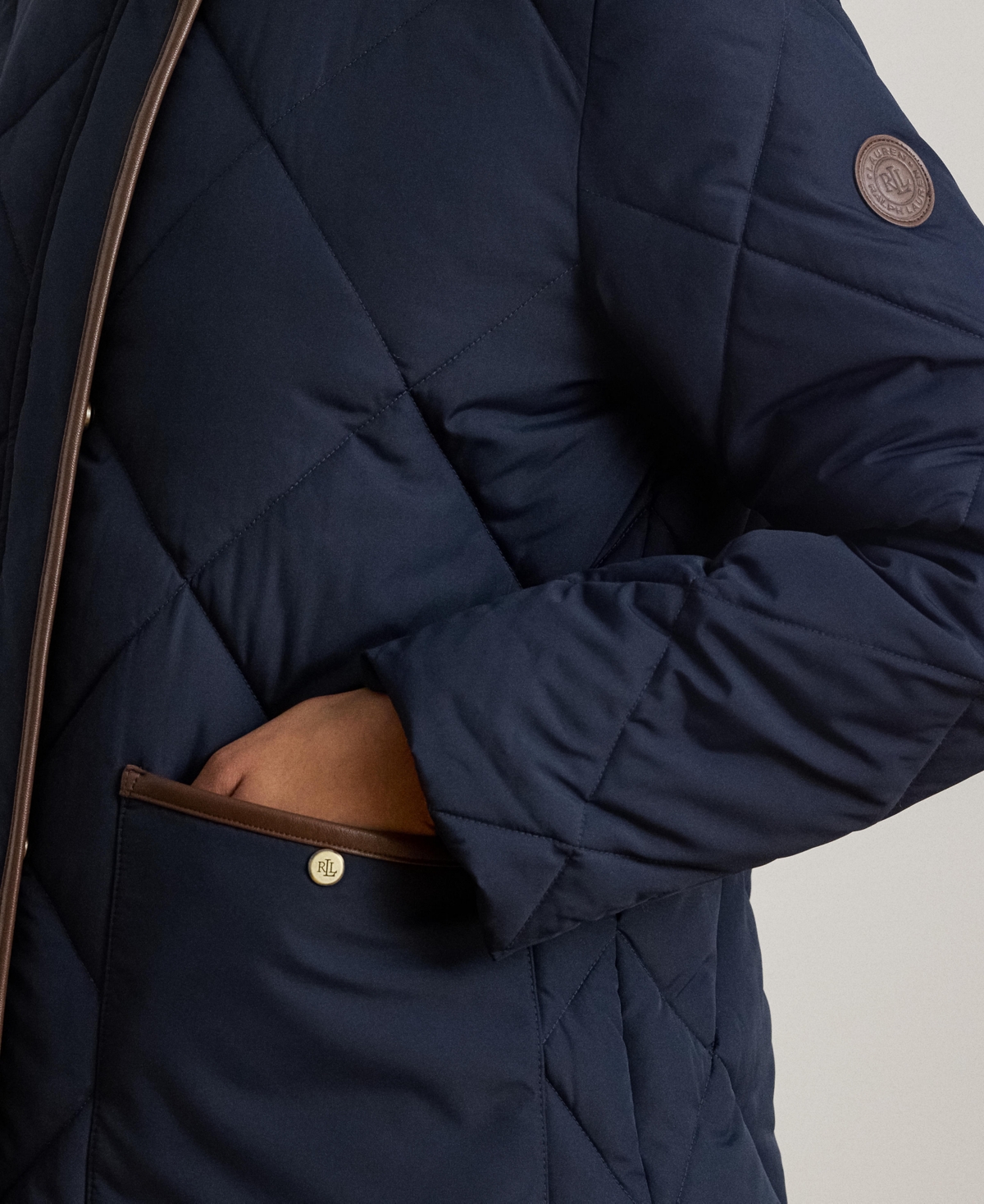Ralph Lauren Women's Faux-fur-collar Diamond Quilted Jacket In Blue