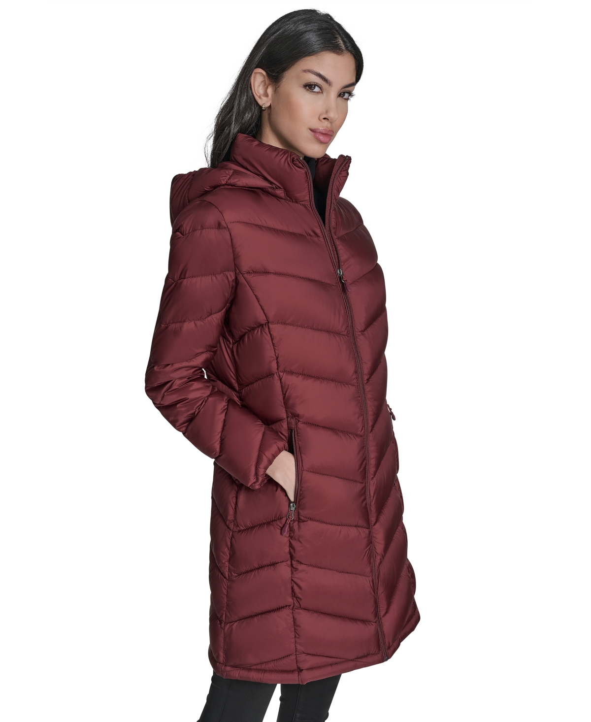 Charter Club Women's Packable Hooded Puffer Coat, Created For Macy's In Red