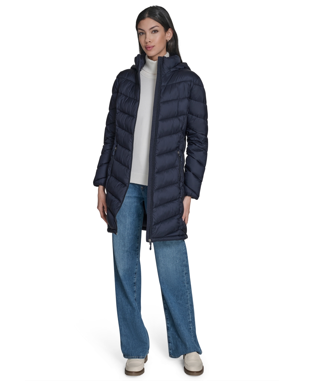 Charter Club Women's Packable Hooded Puffer Coat, Created For Macy's In Blue