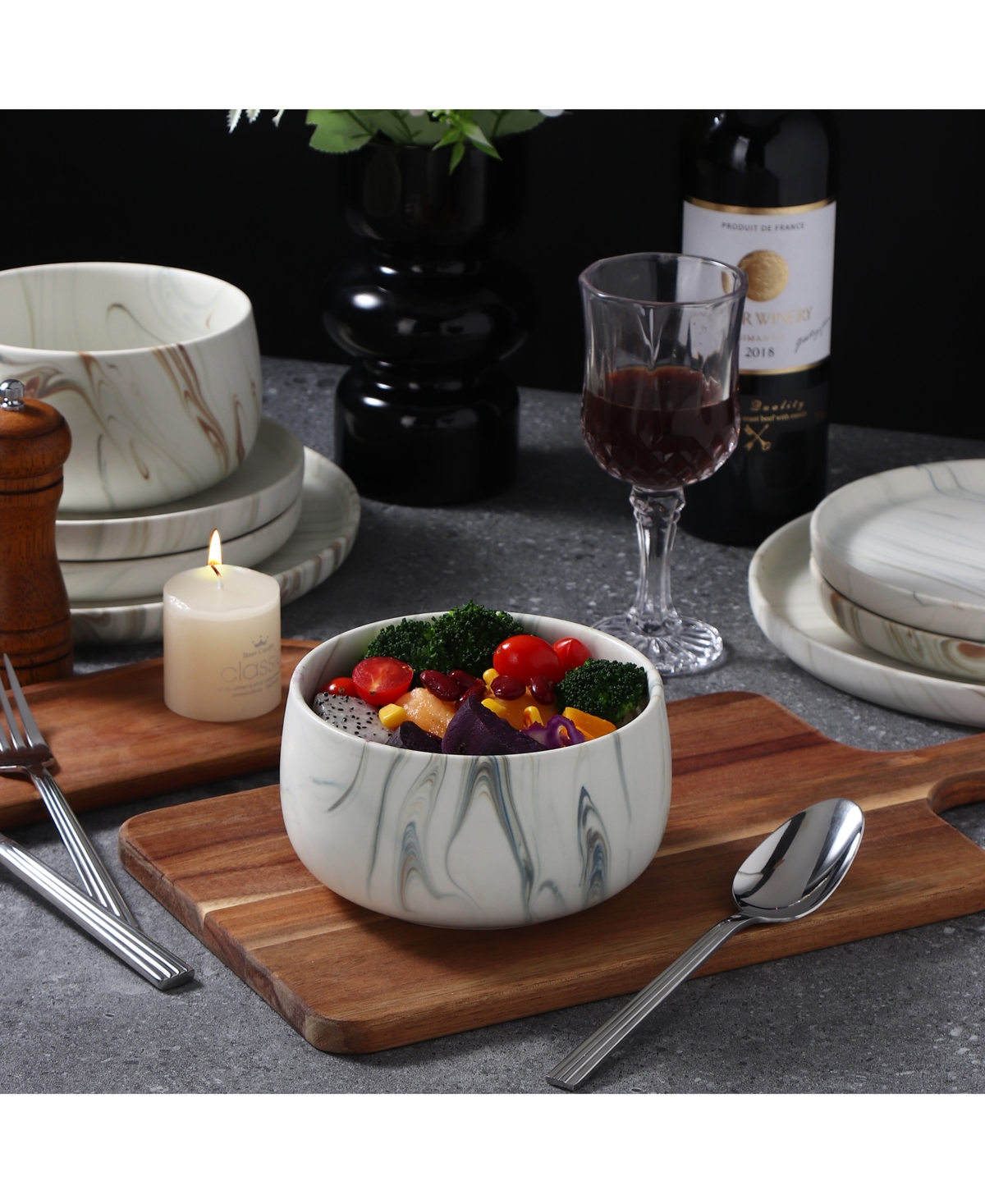 Lorren Home Trends Matte Marble Look 12-pc. Dinnerware Set, Service For 4 In Sand