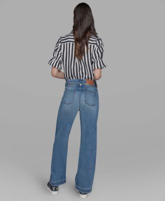 Petite Chain Belt High Rise Wide Leg Jeans