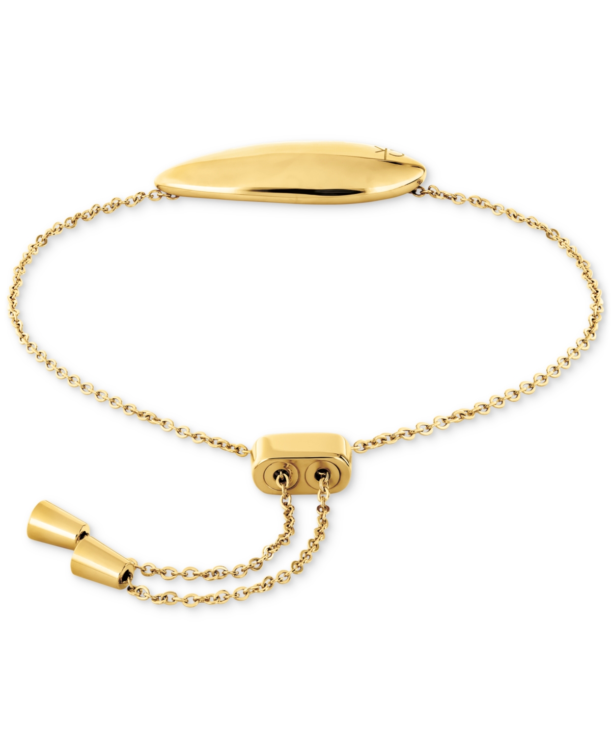 Calvin Klein Logo-etched Sculpted Slider Bracelet In Gold