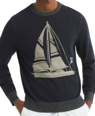 Men's Plaited Sailboat Graphic Crewneck Sweater