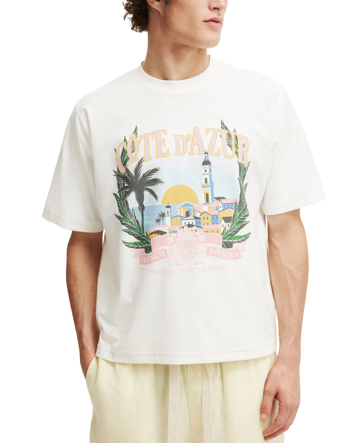 Men's Cropped Fit Graphic T-Shirt - White