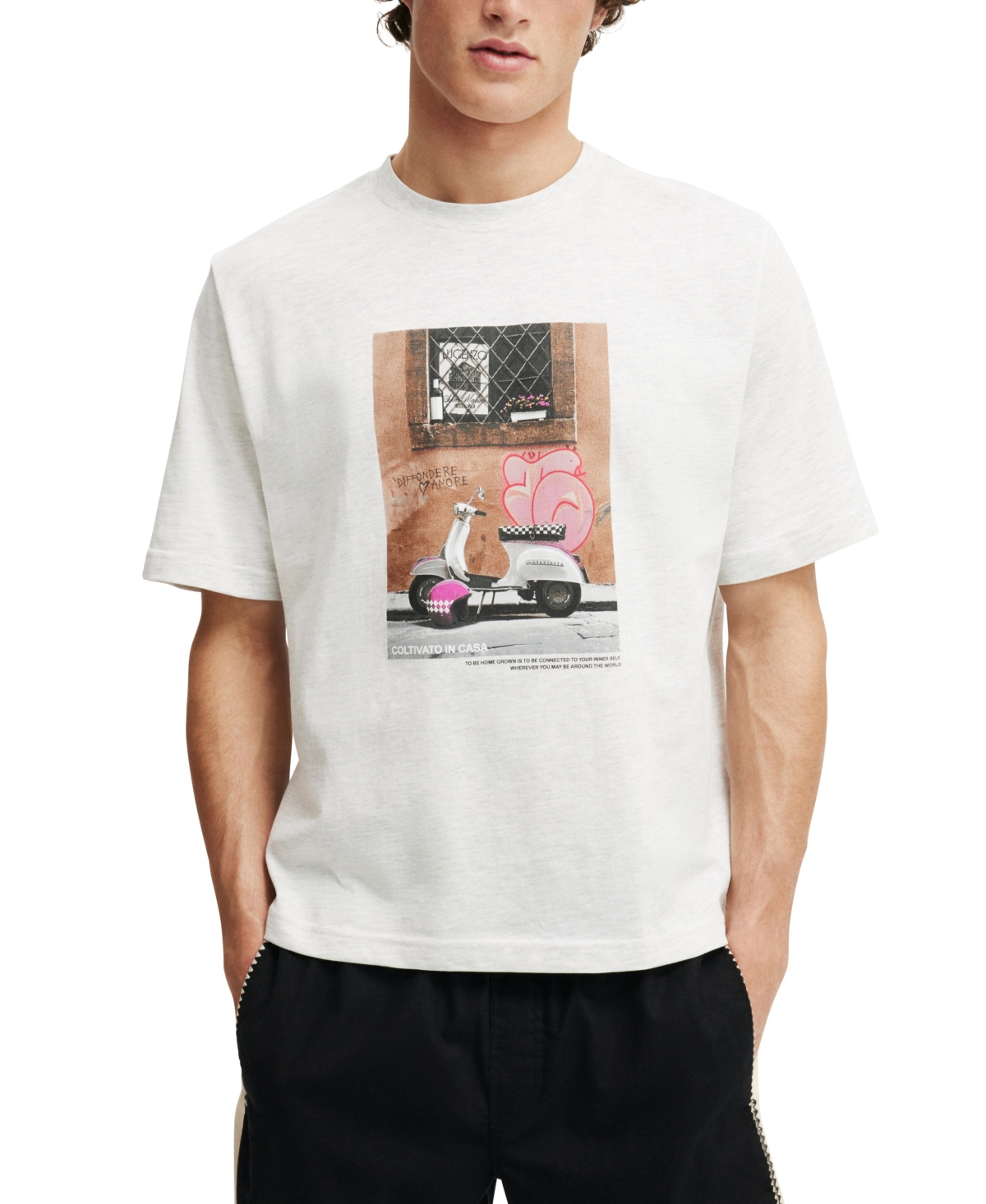 Men's Cropped Fit Graphic T-Shirt - White