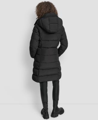 Women's Bibbed Hooded Zip-Front Puffer Coat