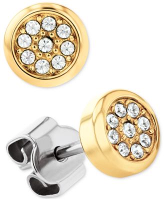 2-Pc. Set Pav&eacute; Stud & Crystal Charm Hoop Earrings 