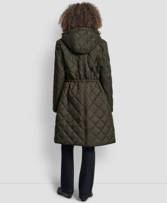 Women's Corduroy-Collar Quilted Anorak Coat