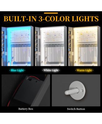 Wall/Door Mounted LED Jewelry Storage Mirror Cabinet