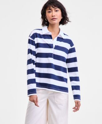 On 34th - Women's Striped Rugby Top