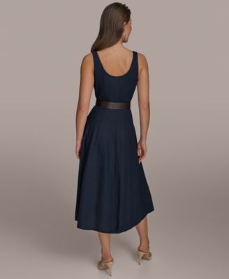 Donna Karan New York Women's Belted A-Line Dress - Macy's