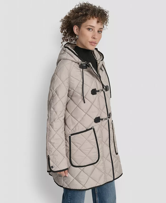 Women's Hooded Toggle Quilted Coat - thumbnail 3