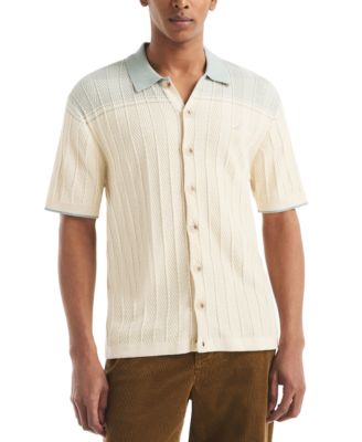 Men's Short Sleeve Button-Front Sweater