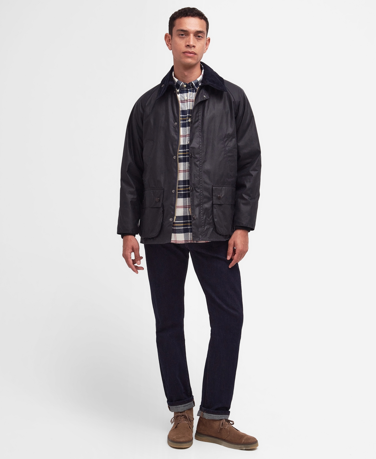 Barbour Bedale Water Resistant Waxed Cotton Jacket In Black