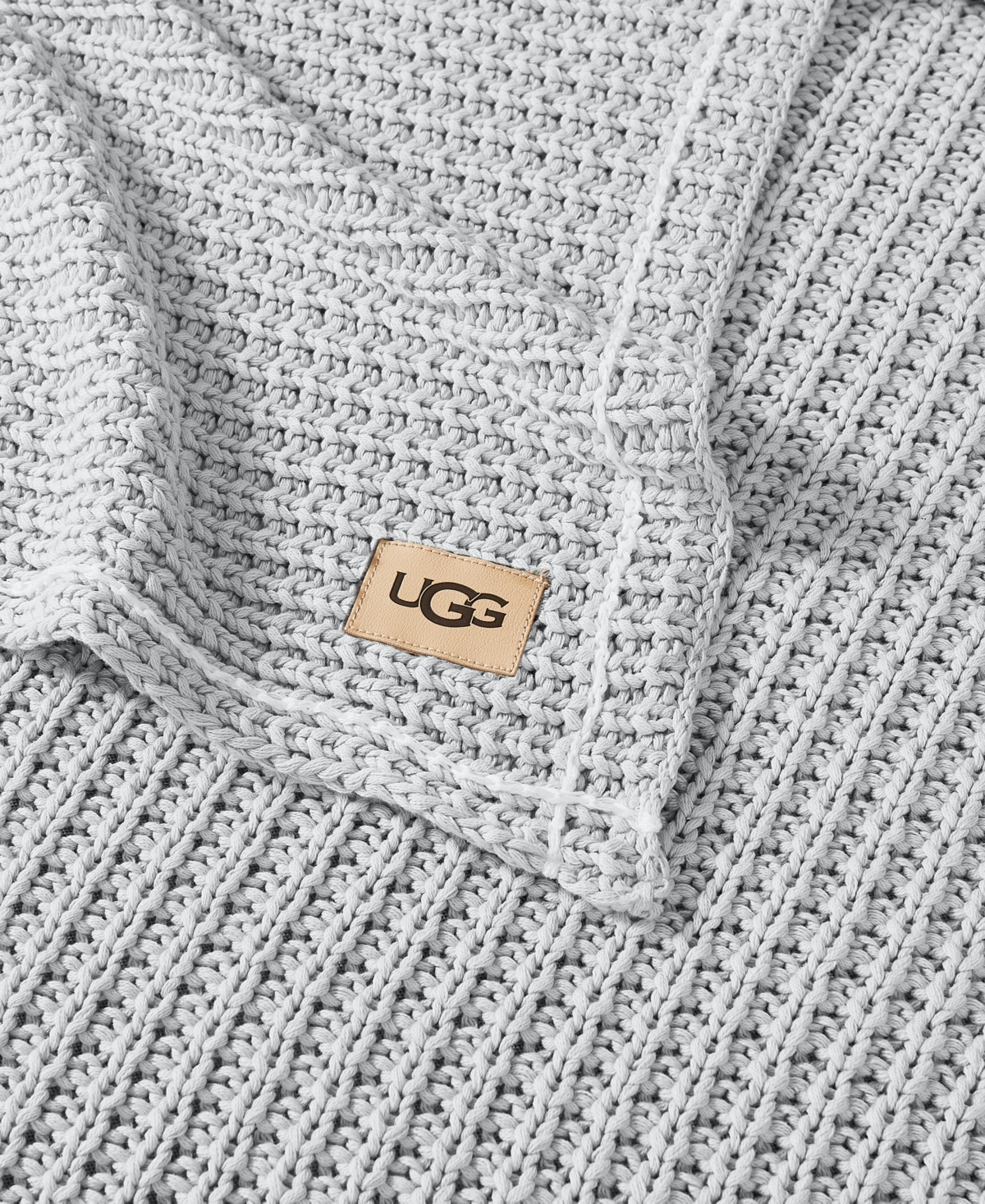 Ugg Luna Cotton Waffled Knit Throw Blanket, 50" X 70" In Gray