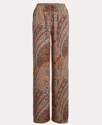 Women's Paisley Crepe Wide-Leg Pants