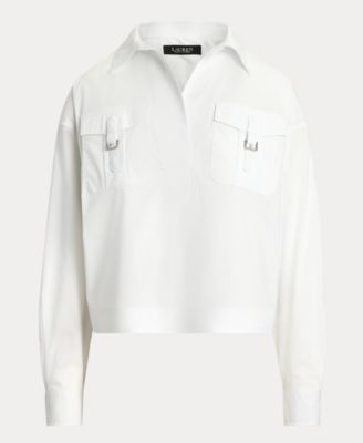 Women's Buckle-Trim Cotton-Blend Shirt
