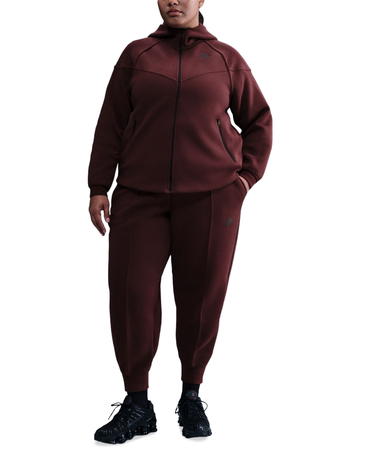 Nike Plus Size Sportswear Tech Fleece Mid-rise Joggers In Burgundy