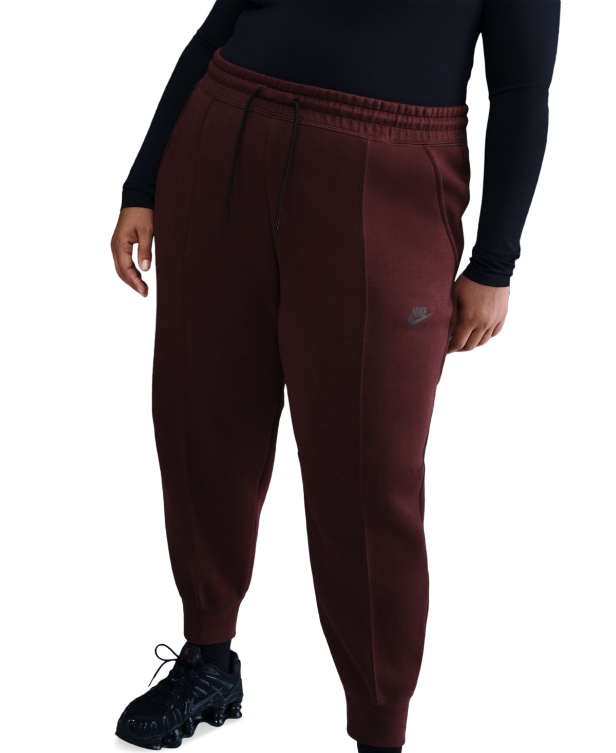 Nike Plus Size Sportswear Tech Fleece Mid-rise Joggers In Burgundy