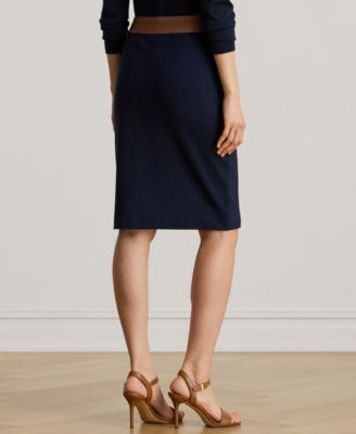 Women's Faux-Leather-Trim Ponte Pencil Skirt 