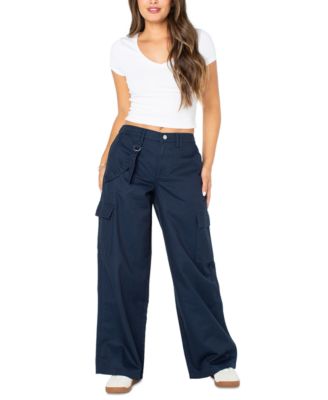 Juniors' Cargo Strap Wide-Leg Pants