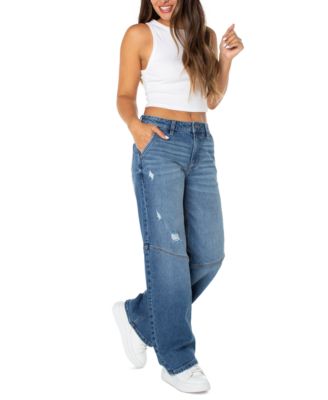 Juniors' Slouchy Skater Wide-Leg Jeans