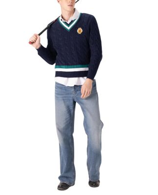 Men's Cotton Cable Knit Cricket Sweater