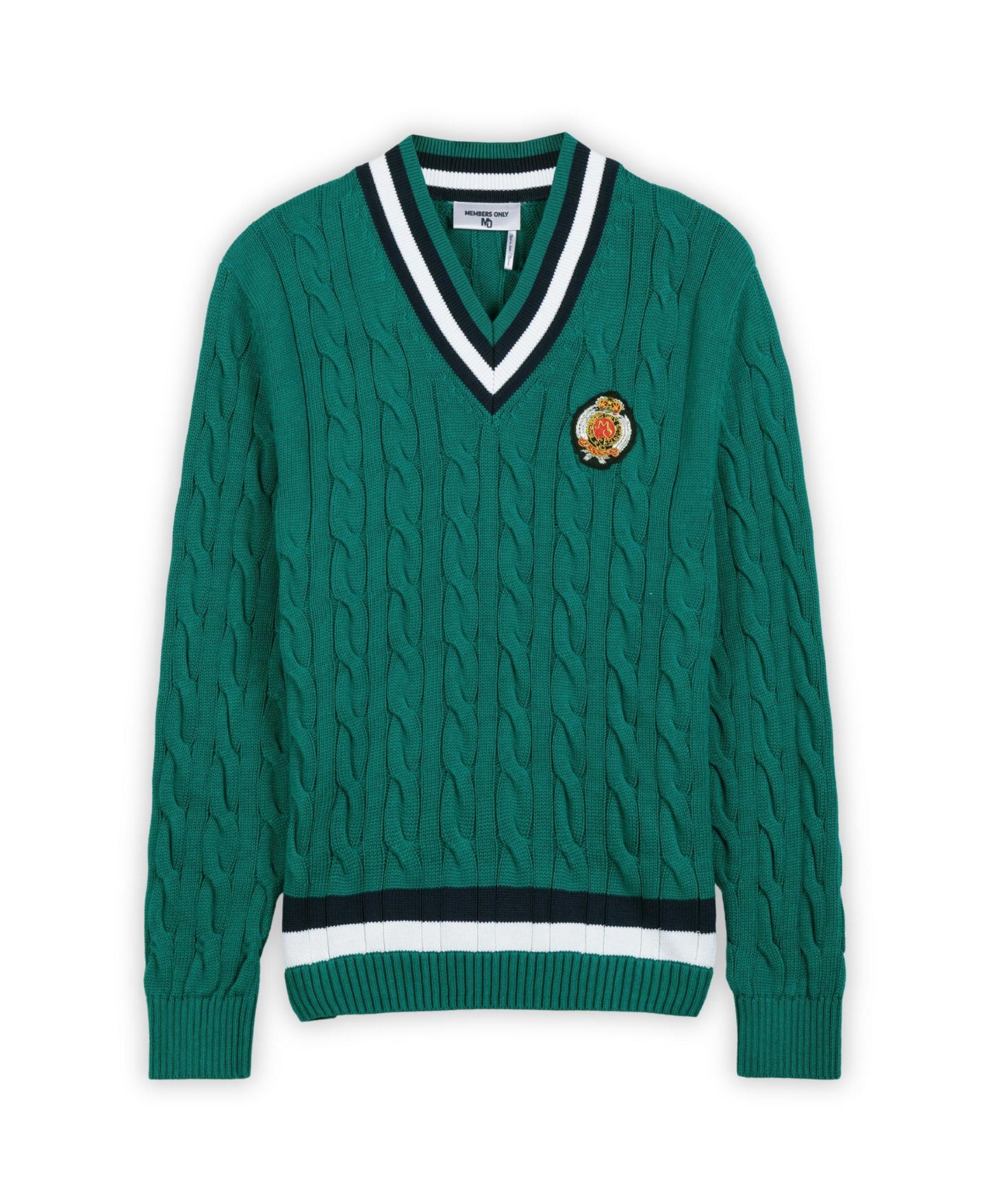 Мужской свитер Members Only Cotton Cable Knit Cricket, цвет: Зелёный — фото 9