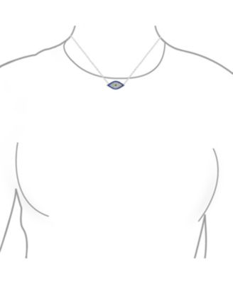 Turkish Blue Yellow Pave CZ Spiritual Protection Amulet Evil Eye Pendant Station Necklace .925 Sterling Silver