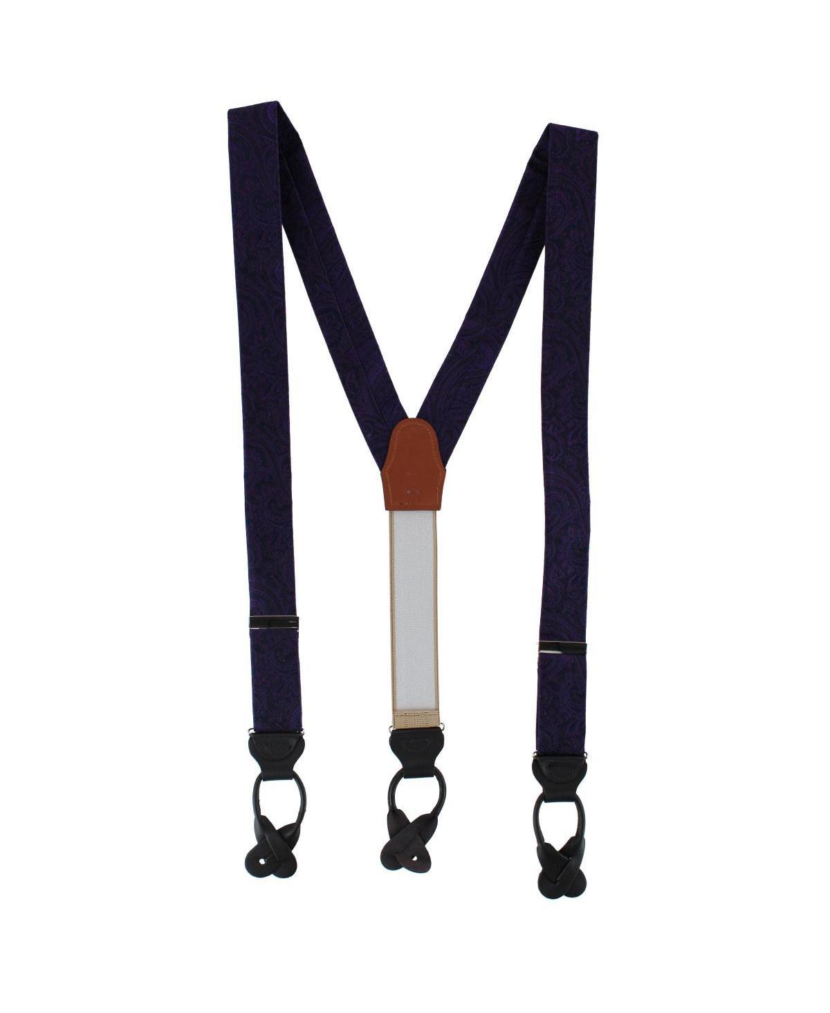 Men's Sobee Silk Button End Suspenders - Red