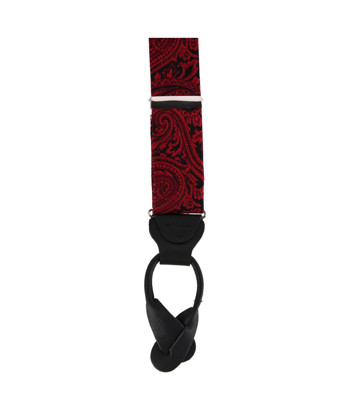 Men's Sobee Silk Button End Suspenders - Red
